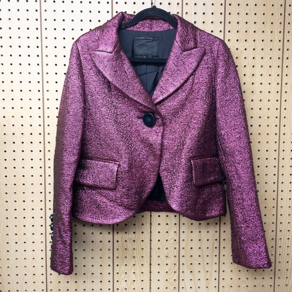 MARC JACOBS Metallic Pink Boucle Silk Wool Jacket - Picture 4 of 10